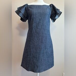 Alice & Olivia Women’s Square Neckline Linen Blend Mini Dress Size S